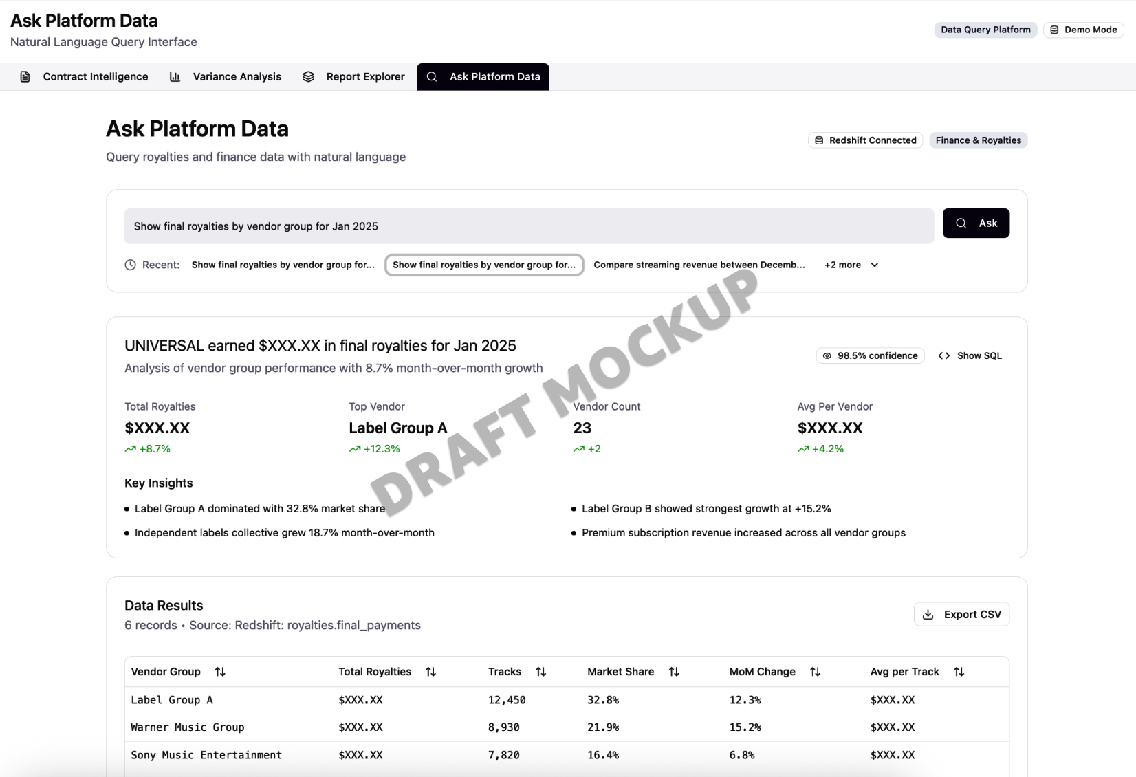 Variance Insights UI - Detail View